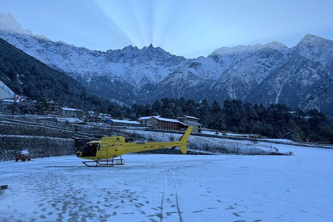 Everest Base Camp helicopter tour with landing - The half-day schedule from 5:30 AM Kathmandu pickup to the Everest View Hotel break