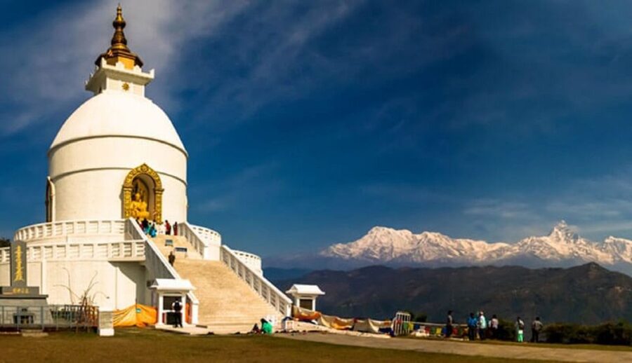 From Pokhara: Guided Tour to Visit 4 Himalayas View Point - World Peace Pagoda, a calm stupa reset