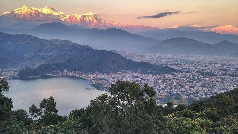 Pokhara: City Sightseeing Group Bus Tour - World Peace Pagoda: the hilltop stop for panoramic mountain and lake views